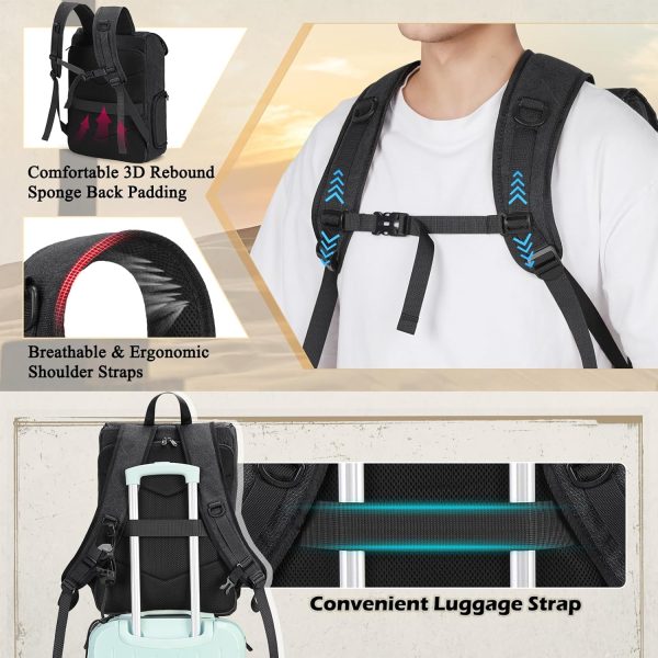 RAINSMORE Camera Bag Backpack for DSLR/SLR Mirrorless 15.6 Inch Laptop Camera Back Pack for Photographers Anti-Theft Photography Bags Case with Tripod Holder & Rain Cover, Black - Image 8